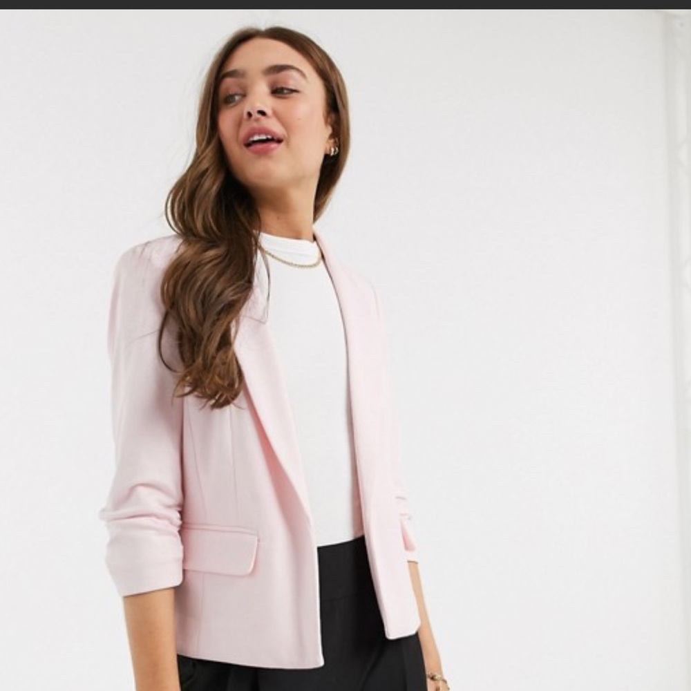 ASOS light pink double button blazer